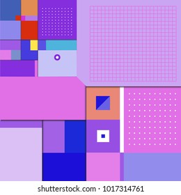 Trendy geometric elements memphis poster design with puncy pastels colors. Retro style texture, pattern and elements. Modern abstract cover design template