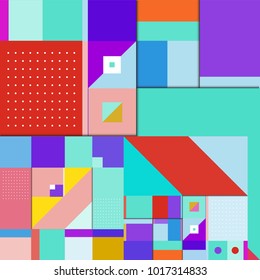 Trendy geometric elements memphis poster design with puncy pastels colors. Retro style texture, pattern and elements. Modern abstract cover design template