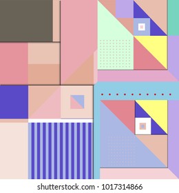 Trendy geometric elements memphis poster design with puncy pastels colors. Retro style texture, pattern and elements. Modern abstract cover design template