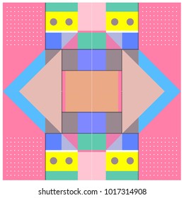 Trendy geometric elements memphis poster design with puncy pastels colors. Retro style texture, pattern and elements. Modern abstract cover design template