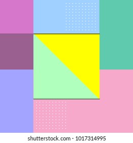 Trendy geometric elements memphis poster design with puncy pastels colors. Retro style texture, pattern and elements. Modern abstract cover design template