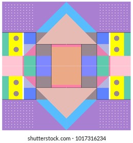 Trendy geometric elements memphis poster design with puncy pastels colors. Retro style texture, pattern and elements. Modern abstract cover design template