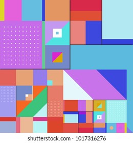 Trendy geometric elements memphis poster design with puncy pastels colors. Retro style texture, pattern and elements. Modern abstract cover design template