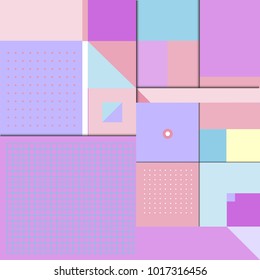 Trendy geometric elements memphis poster design with puncy pastels colors. Retro style texture, pattern and elements. Modern abstract cover design template
