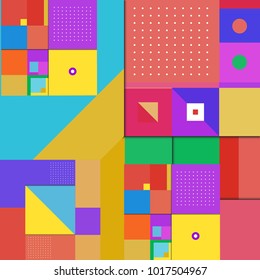 Trendy geometric elements memphis poster design. Retro style texture, pattern and elements. Modern abstract cover design template