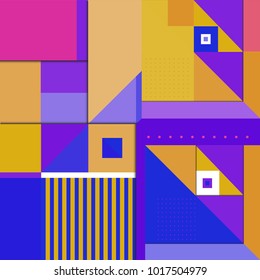 Trendy geometric elements memphis poster design. Retro style texture, pattern and elements. Modern abstract cover design template