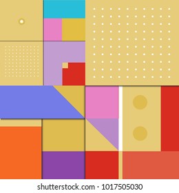 Trendy geometric elements memphis poster design. Retro style texture, pattern and elements. Modern abstract cover design template
