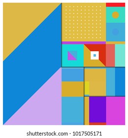 Trendy geometric elements memphis poster design. Retro style texture, pattern and elements. Modern abstract cover design template