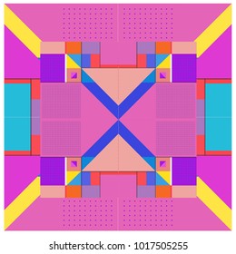 Trendy geometric elements memphis poster design. Retro style texture, pattern and elements. Modern abstract cover design template