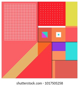 Trendy geometric elements memphis poster design. Retro style texture, pattern and elements. Modern abstract cover design template