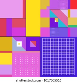 Trendy geometric elements memphis poster design. Retro style texture, pattern and elements. Modern abstract cover design template
