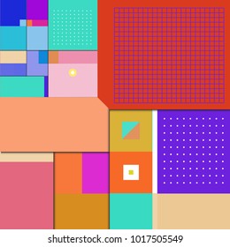 Trendy geometric elements memphis poster design. Retro style texture, pattern and elements. Modern abstract cover design template