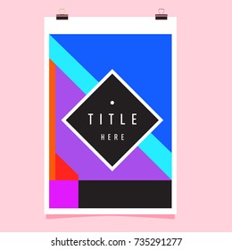 Trendy geometric elements memphis poster design. Retro style texture, pattern and elements. Modern abstract cover design template
