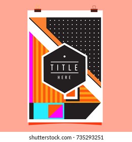 Trendy geometric elements memphis poster design. Retro style texture, pattern and elements. Modern abstract cover design template