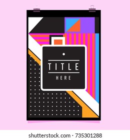 Trendy geometric elements memphis poster design. Retro style texture, pattern and elements. Modern abstract cover design template
