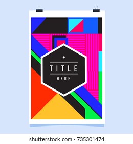 Trendy geometric elements memphis poster design. Retro style texture, pattern and elements. Modern abstract cover design template
