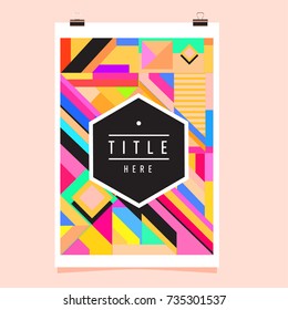 Trendy geometric elements memphis poster design. Retro style texture, pattern and elements. Modern abstract cover design template
