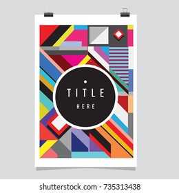 Trendy geometric elements memphis poster design. Retro style texture, pattern and elements. Modern abstract cover design template
