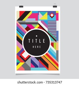 Trendy geometric elements memphis poster design. Retro style texture, pattern and elements. Modern abstract cover design template
