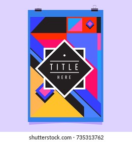 Trendy geometric elements memphis poster design. Retro style texture, pattern and elements. Modern abstract cover design template
