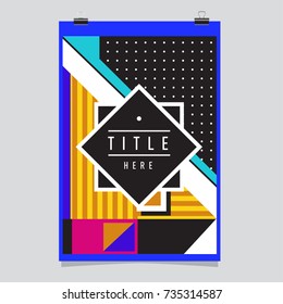 Trendy geometric elements memphis poster design. Retro style texture, pattern and elements. Modern abstract cover design template
