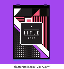 Trendy geometric elements memphis poster design. Retro style texture, pattern and elements. Modern abstract cover design template