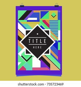 Trendy geometric elements memphis poster design. Retro style texture, pattern and elements. Modern abstract cover design template