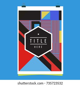 Trendy geometric elements memphis poster design. Retro style texture, pattern and elements. Modern abstract cover design template