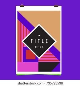 Trendy geometric elements memphis poster design. Retro style texture, pattern and elements. Modern abstract cover design template