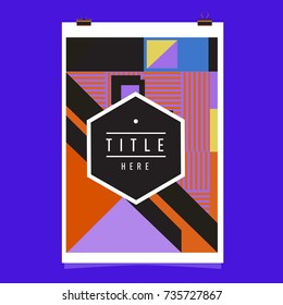 Trendy geometric elements memphis poster design. Retro style texture, pattern and elements. Modern abstract cover design template