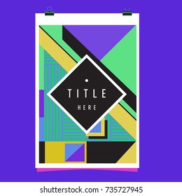 Trendy geometric elements memphis poster design. Retro style texture, pattern and elements. Modern abstract cover design template