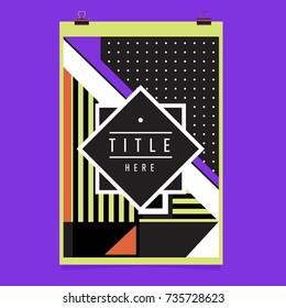 Trendy geometric elements memphis poster design. Retro style texture, pattern and elements. Modern abstract cover design template