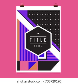 Trendy geometric elements memphis poster design. Retro style texture, pattern and elements. Modern abstract cover design template
