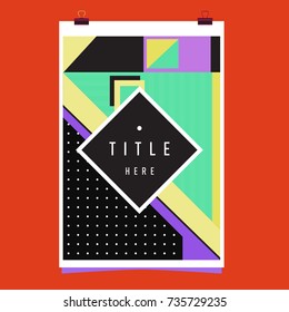 Trendy geometric elements memphis poster design. Retro style texture, pattern and elements. Modern abstract cover design template