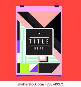 Trendy geometric elements memphis poster design. Retro style texture, pattern and elements. Modern abstract cover design template