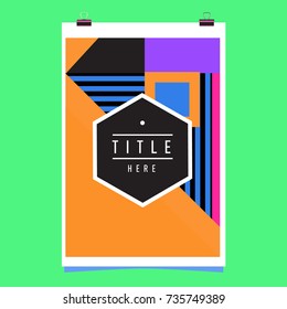 Trendy geometric elements memphis poster design. Retro style texture, pattern and elements. Modern abstract cover design template
