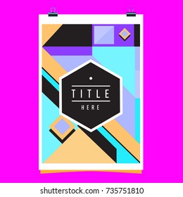 Trendy geometric elements memphis poster design. Retro style texture, pattern and elements. Modern abstract cover design template