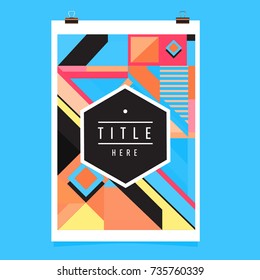 Trendy geometric elements memphis poster design. Retro style texture, pattern and elements. Modern abstract cover design template