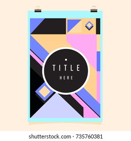 Trendy geometric elements memphis poster design. Retro style texture, pattern and elements. Modern abstract cover design template