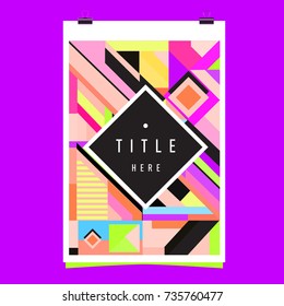 Trendy geometric elements memphis poster design. Retro style texture, pattern and elements. Modern abstract cover design template