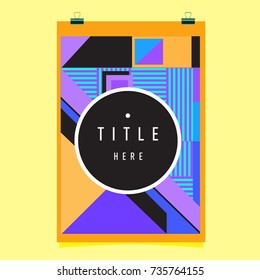 Trendy geometric elements memphis poster design. Retro style texture, pattern and elements. Modern abstract cover design template
