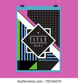 Trendy geometric elements memphis poster design. Retro style texture, pattern and elements. Modern abstract cover design template
