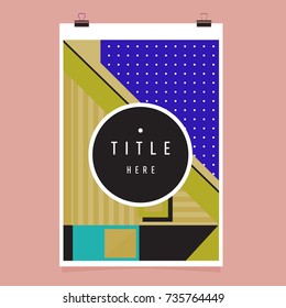 Trendy geometric elements memphis poster design. Retro style texture, pattern and elements. Modern abstract cover design template
