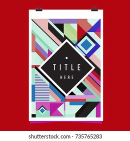 Trendy geometric elements memphis poster design. Retro style texture, pattern and elements. Modern abstract cover design template
