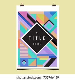 Trendy geometric elements memphis poster design. Retro style texture, pattern and elements. Modern abstract cover design template