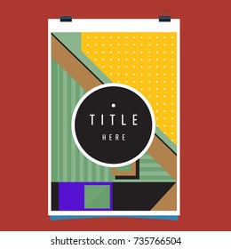 Trendy geometric elements memphis poster design. Retro style texture, pattern and elements. Modern abstract cover design template