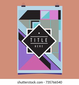 Trendy geometric elements memphis poster design. Retro style texture, pattern and elements. Modern abstract cover design template