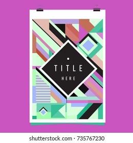 Trendy geometric elements memphis poster design. Retro style texture, pattern and elements. Modern abstract cover design template