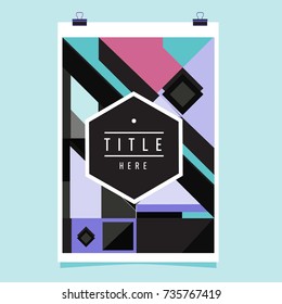 Trendy geometric elements memphis poster design. Retro style texture, pattern and elements. Modern abstract cover design template
