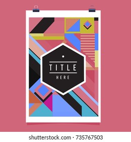 Trendy geometric elements memphis poster design. Retro style texture, pattern and elements. Modern abstract cover design template